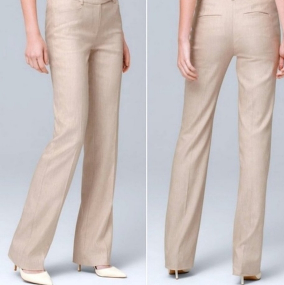 White House Black Market Tan Flare Leg Pants Size 4R - Picture 1 of 14